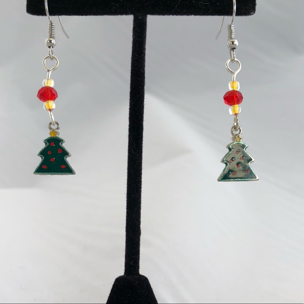 Handmade Christmas glass bead earrings